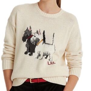 Ralph Lauren Ivory Knit Sweater Scottish Terriers